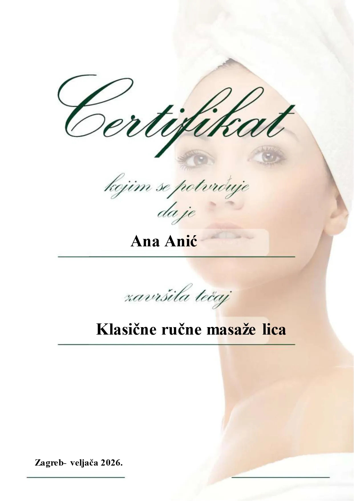 Certifikat za masažu lica